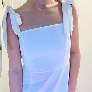 White Sleeveless Dress with Bow Straps